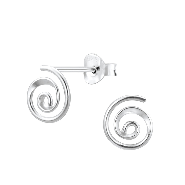 Silver Spiral Stud Earrings - 7567