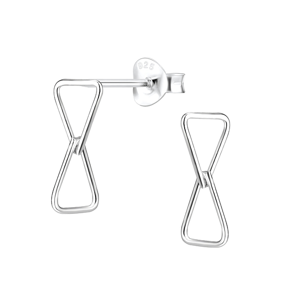 Silver Twisted Triangle Stud Earrings - 7575