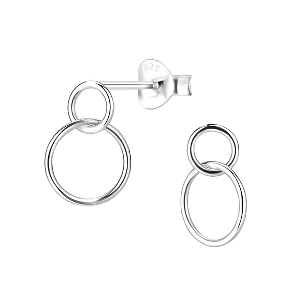 Silver Twisted Circle Stud Earrings - 7776
