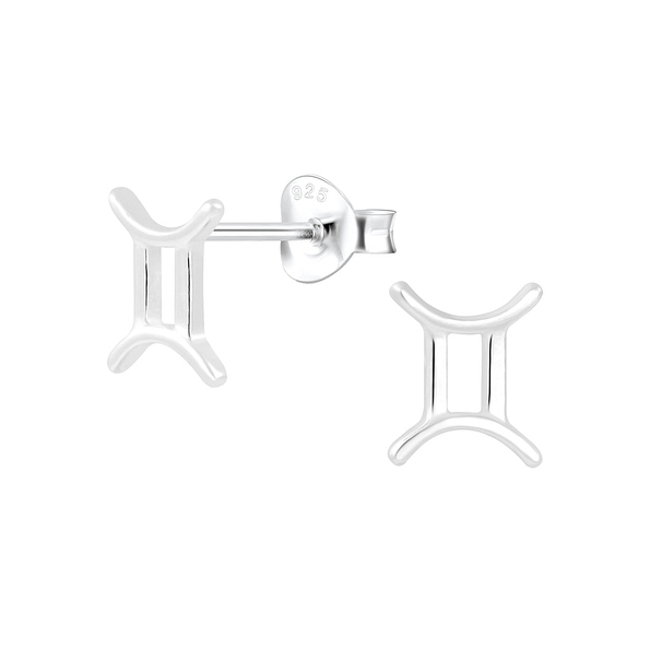 Silver Gemini Zodiac Sign Stud Earrings - 7033 Silver Gemini Zodiac Sign Stud Earrings - 7033