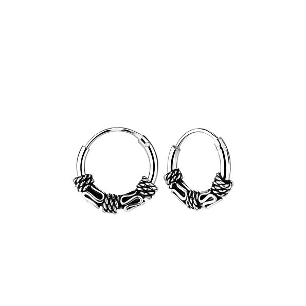 10mm Silver Bali Hoop Earrings - 7773