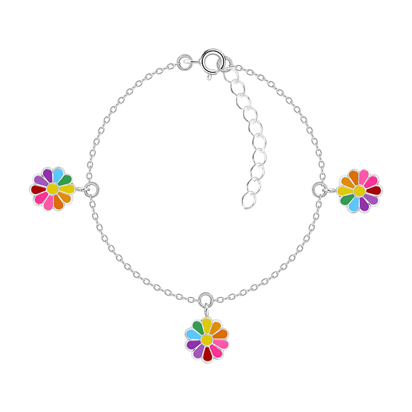 Silver Daisy Flower Bracelet - 7540