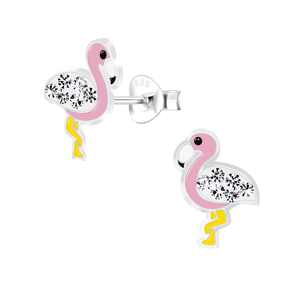 Silver Flamingo Stud Earrings - 7230