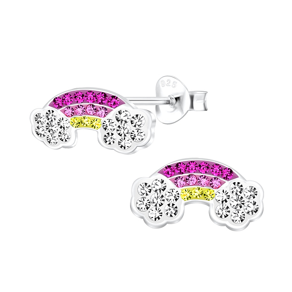 Silver Rainbow Stud Earrings - 7517