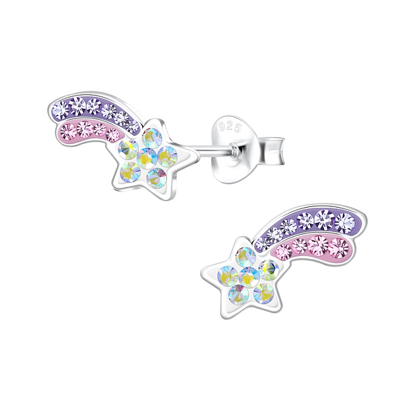 Silver Shooting Star Stud Earrings - 7514