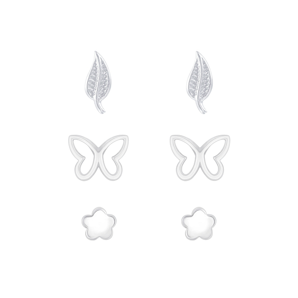 Silver Spring Stud Earrings Set - 7687