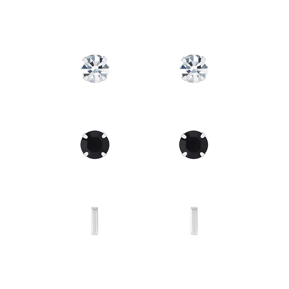 Silver Basic Stud Earrings Set - 7697 Silver Basic Stud Earrings Set - 7697