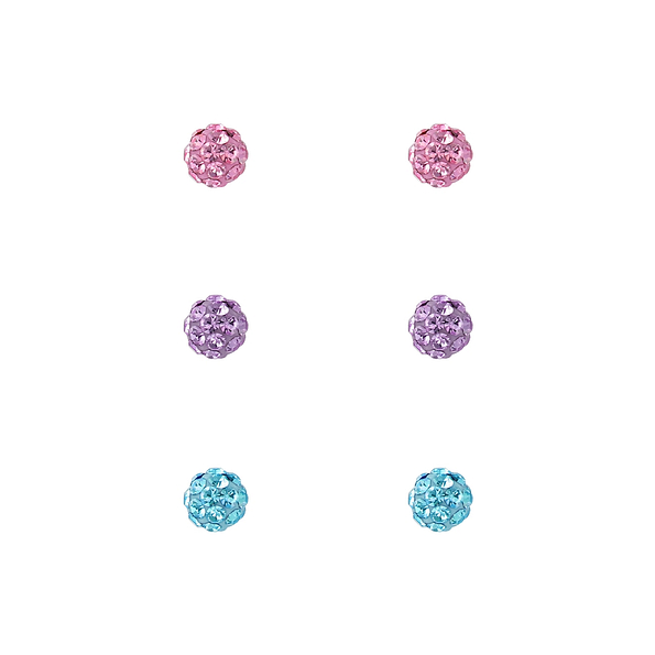 Silver Crystal Ball Stud Earrings Starter Set - 7701