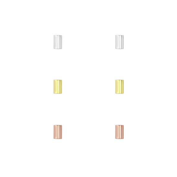 Silver Bar Stud Earrings Set - 7703