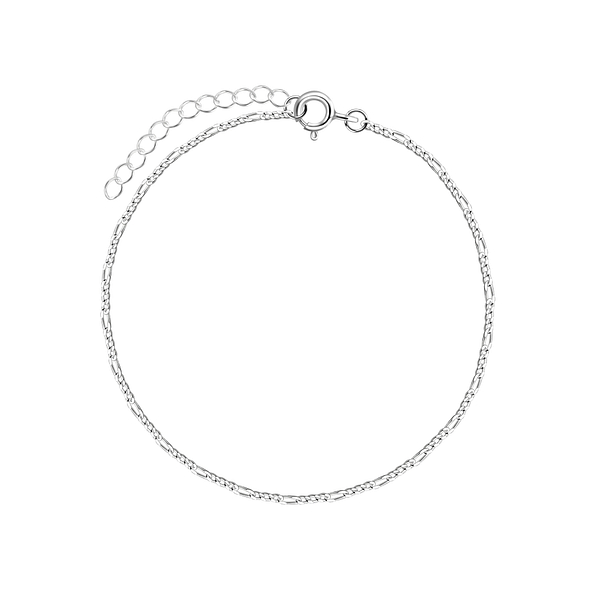 18cm Silver Figaro Bracelet - 7753