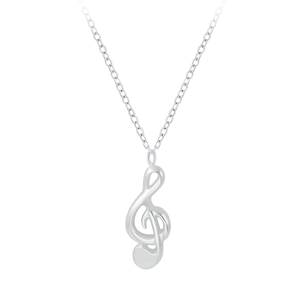 Silver G-Clef Necklace - 7788