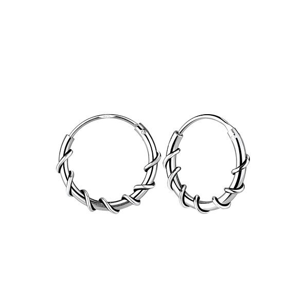 12mm Silver Bali Hoop Earrings - 7799