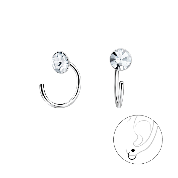 5mm Crystal Silver Ear Huggers - 7899