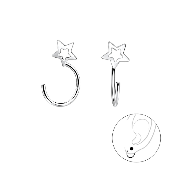 Silver Star Ear Huggers - 7848