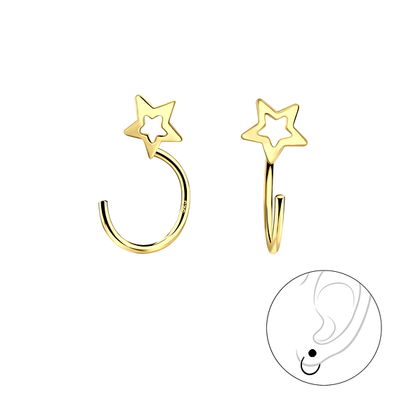 Silver Star Ear Huggers - 7849
