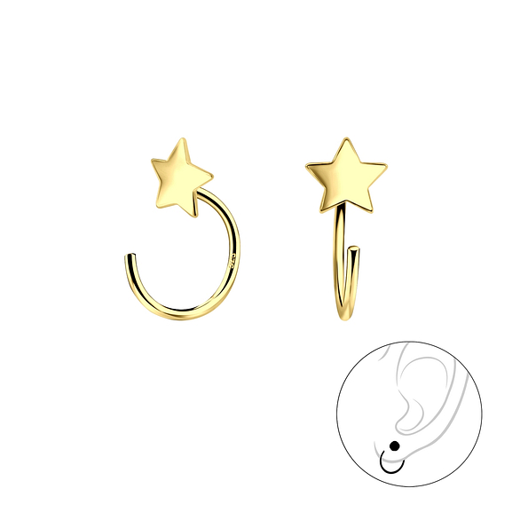 Silver Star Ear Huggers - 7853 Silver Star Ear Huggers - 7853