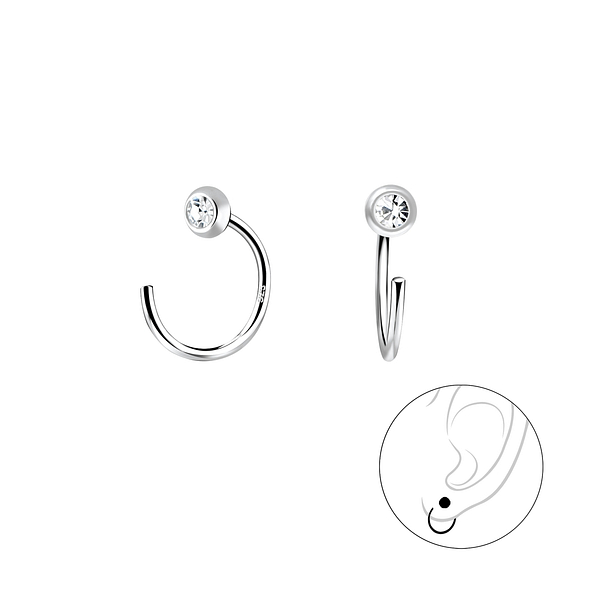 Silver Crystal Ear Huggers - 7894