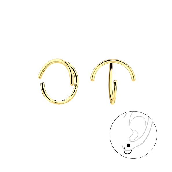 Silver Curved Ear Huggers - 7876