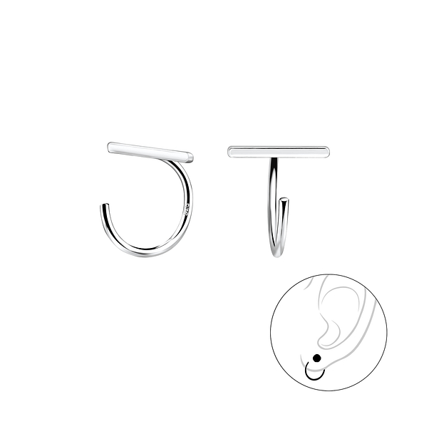 Silver Bar Ear Huggers - 7885 Silver Bar Ear Huggers - 7885