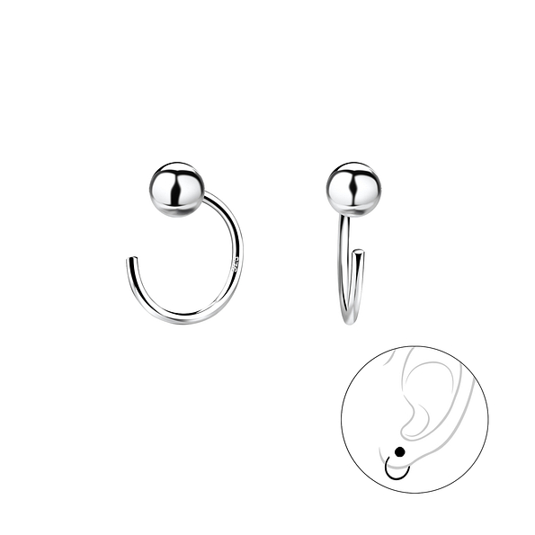 4mm Silver Ball Ear Huggers - 7873