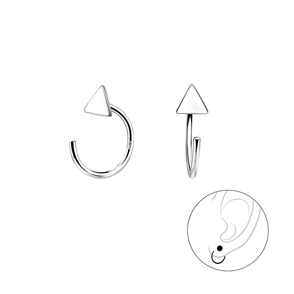 Silver Triangle Ear Huggers - 7865