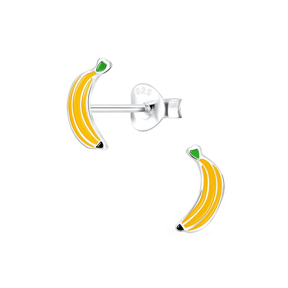 Silver Banana Stud Earrings - 7303