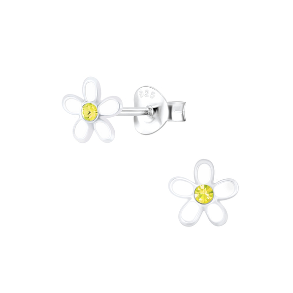 Silver Flower Stud Earrings - 6923