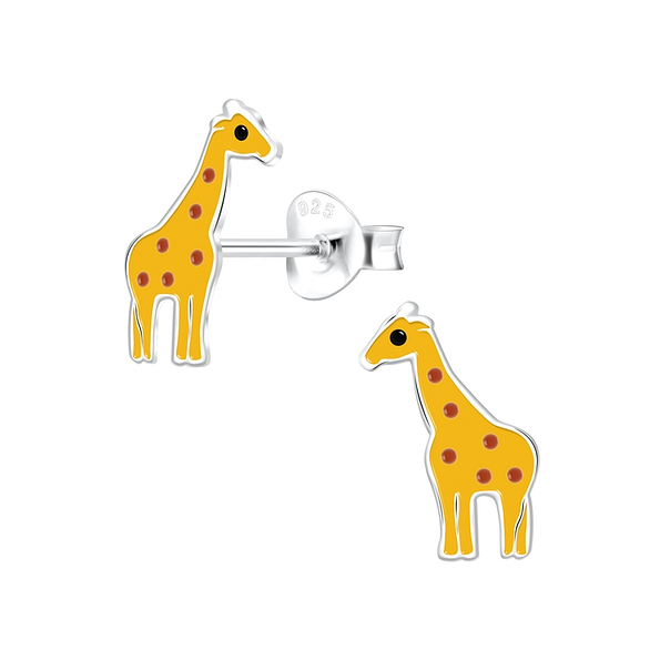 Silver Giraffe Stud Earrings - 6629