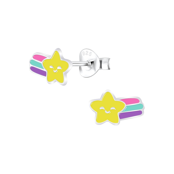 Silver Shooting Star Stud Earrings - 7805