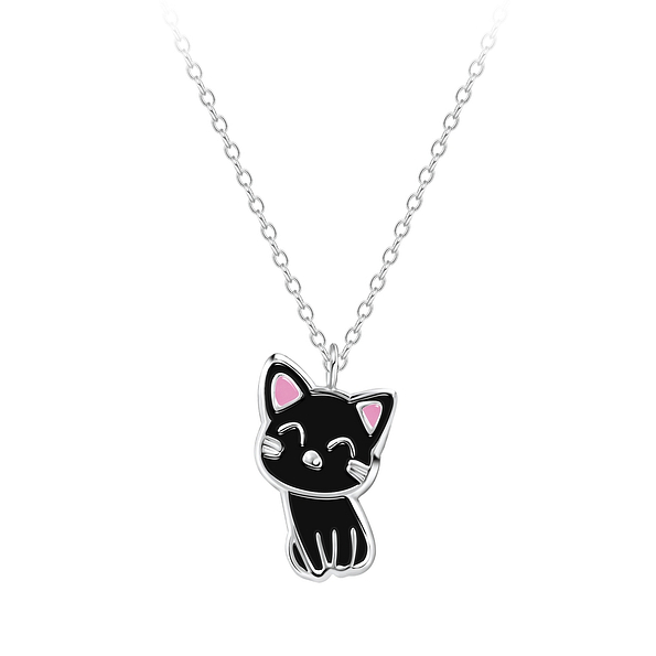 Silver Cat Necklace - 7556