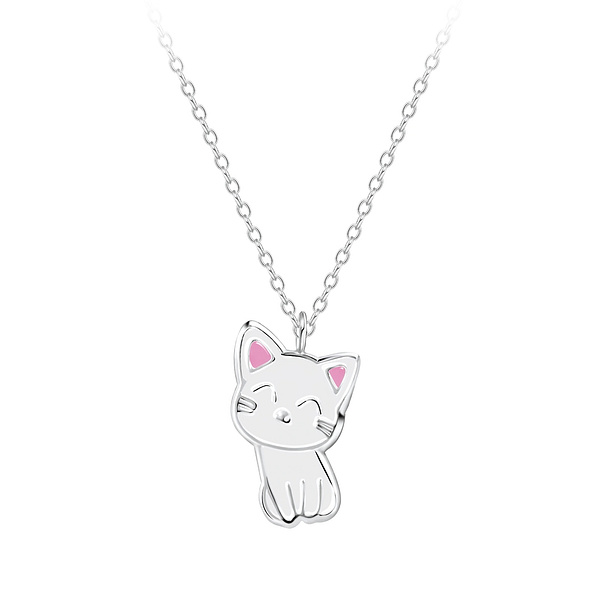 Silver Cat Necklace - 7555