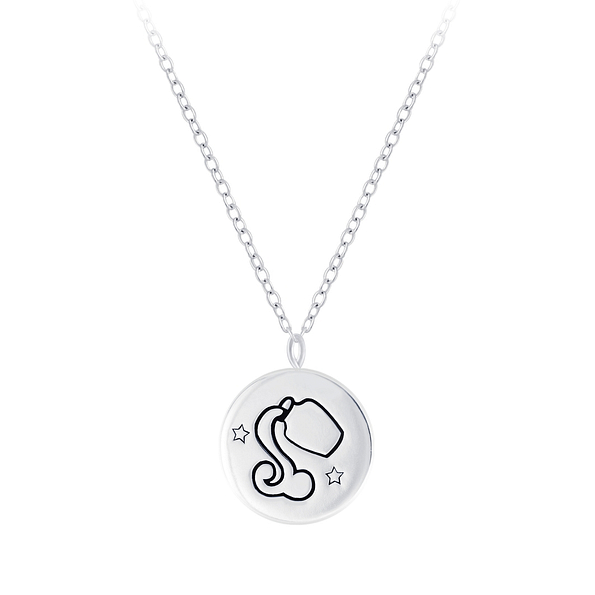 Silver Aquarius Zodiac Sign Necklace - 7818