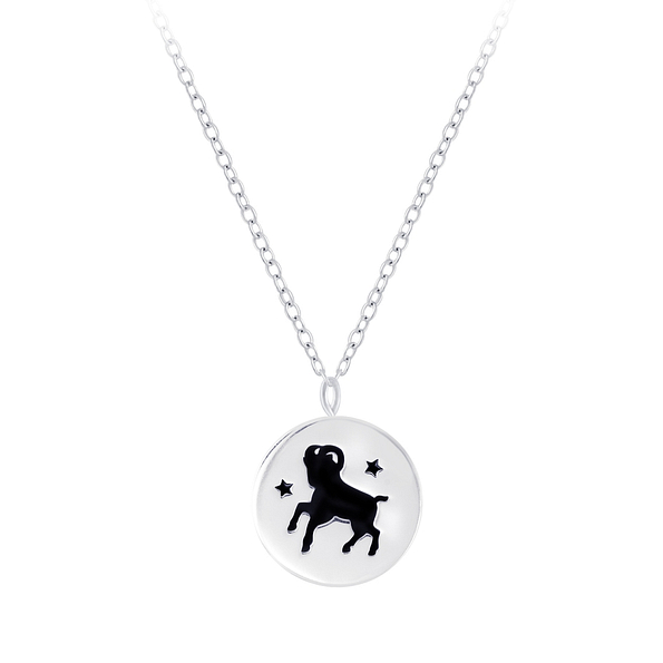 Silver Aries Zodiac Sign Necklace - 7814