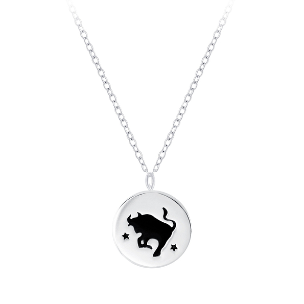Silver Taurus Zodiac Sign Necklace - 7808