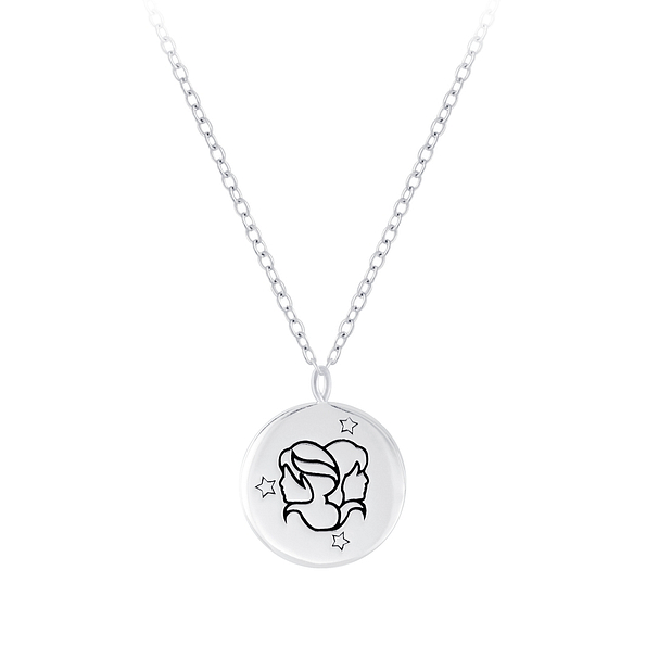 Silver Gemini Zodiac Sign Necklace - 7809