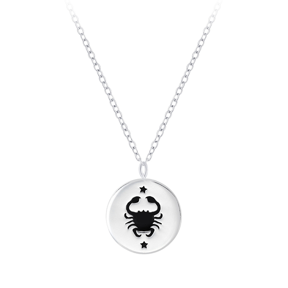 Silver Cancer Zodiac Sign Necklace - 7807