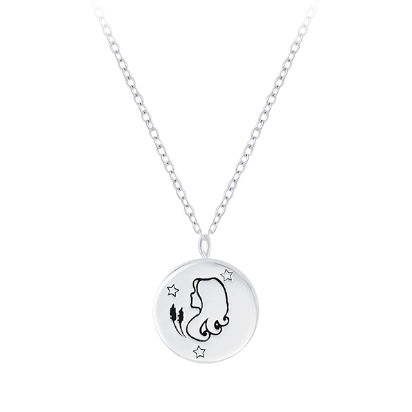 Silver Virgo Zodiac Sign Necklace - 7819