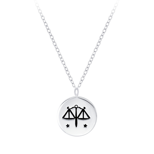 Silver Libra Zodiac Sign Necklace - 7817