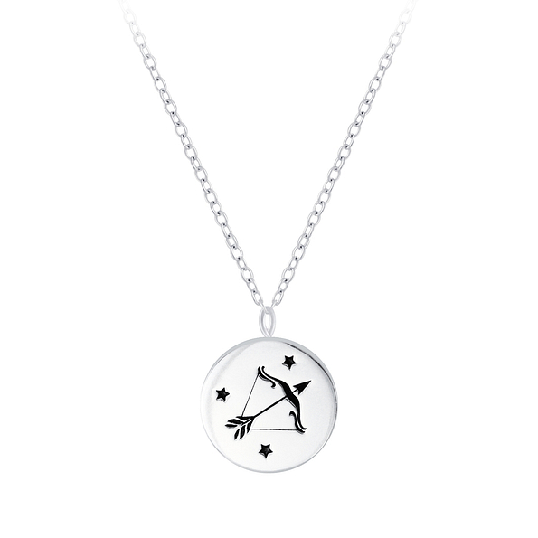 Silver Sagittarius Zodiac Sign Necklace - 7816