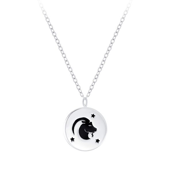 Silver Capricorn Zodiac Sign Necklace - 7812