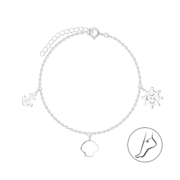 Silver Ocean Anklet - 8109