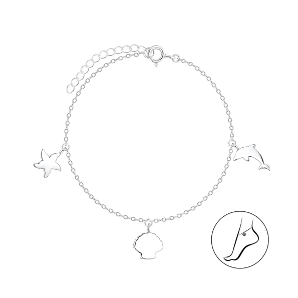 Silver Ocean Life Anklet - 8111