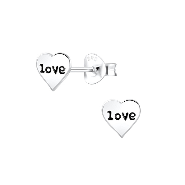 Silver Love Stud Earrings - 5067