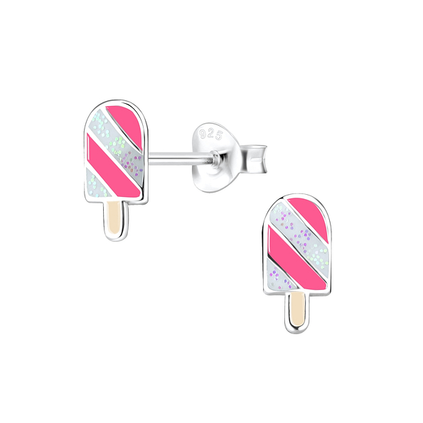 Silver Ice Cream Stud Earrings - 7987
