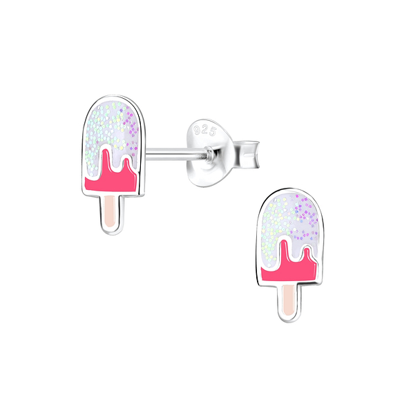Silver Ice Cream Stud Earrings - 7989