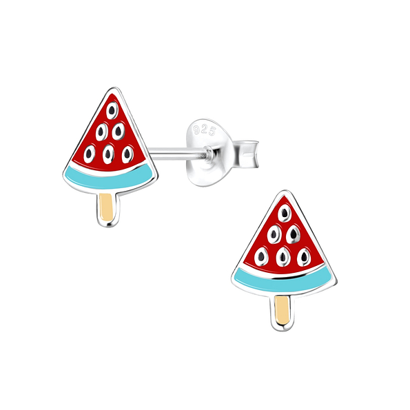 Silver Watermelon Stud Earrings - 7991 Silver Watermelon Stud Earrings - 7991