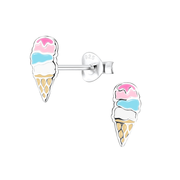 Silver Ice Cream Stud Earrings - 7994 Silver Ice Cream Stud Earrings - 7994