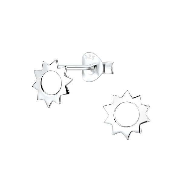 Silver Sun Stud Earrings - 8088