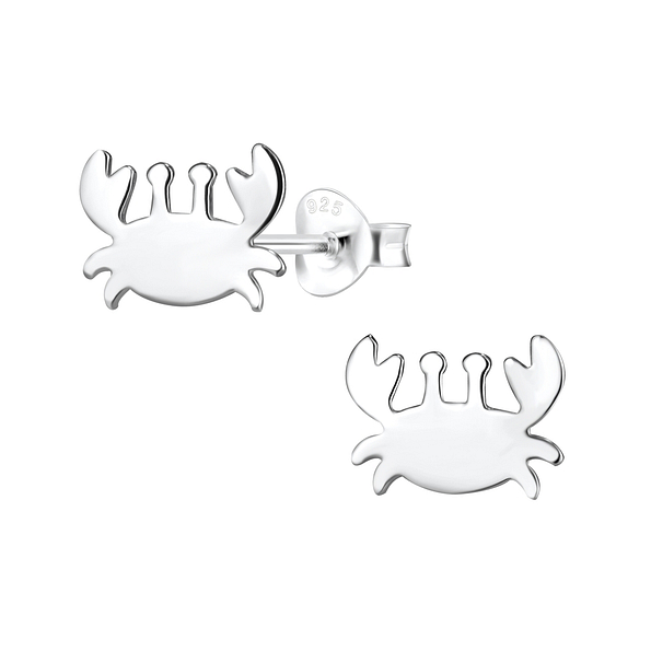Silver Crab Stud Earrings - 8093