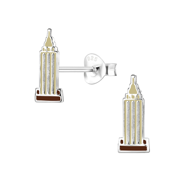 Silver Empire State Building Stud Earrings - 8080